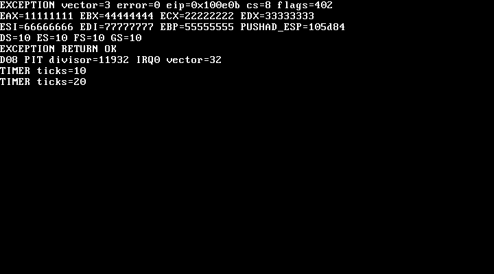 前台第二次 timer_observed 检查点,显示 20 tick