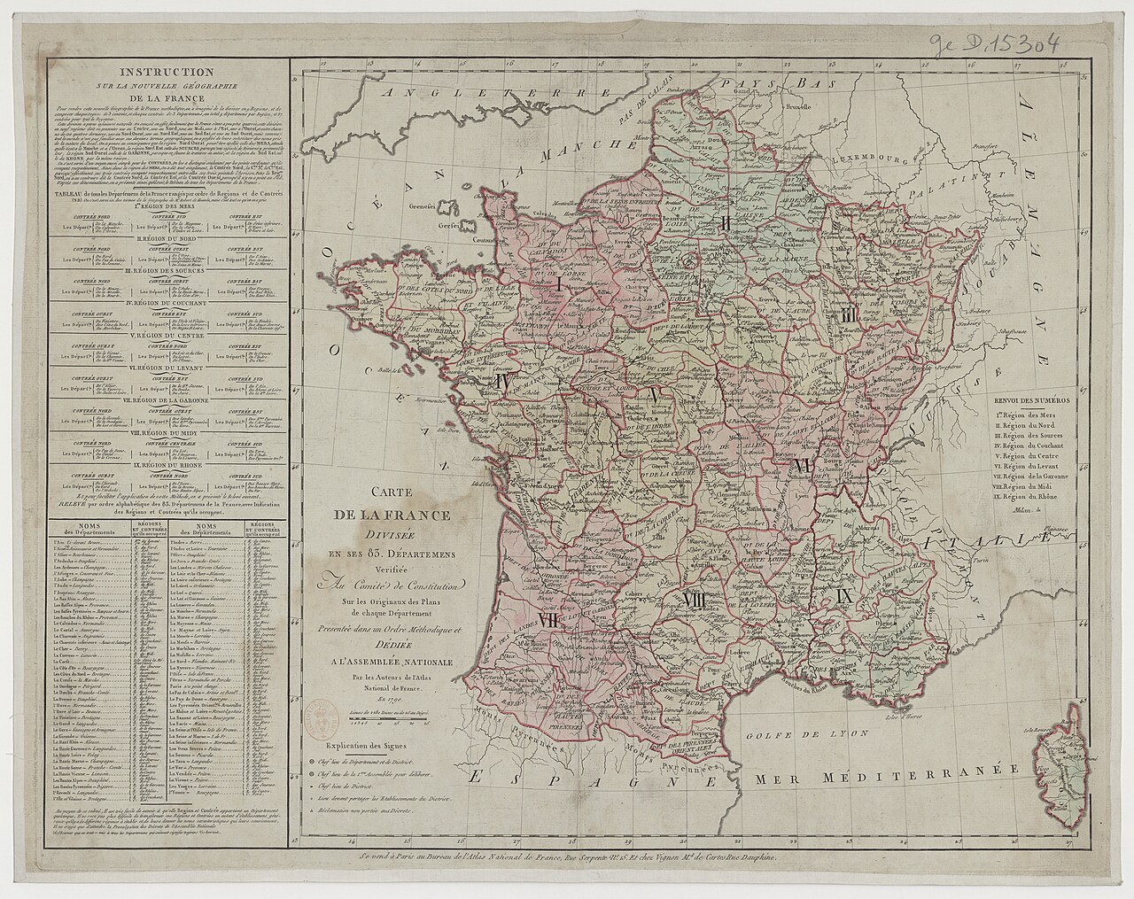 1790年法国八十三省行政图